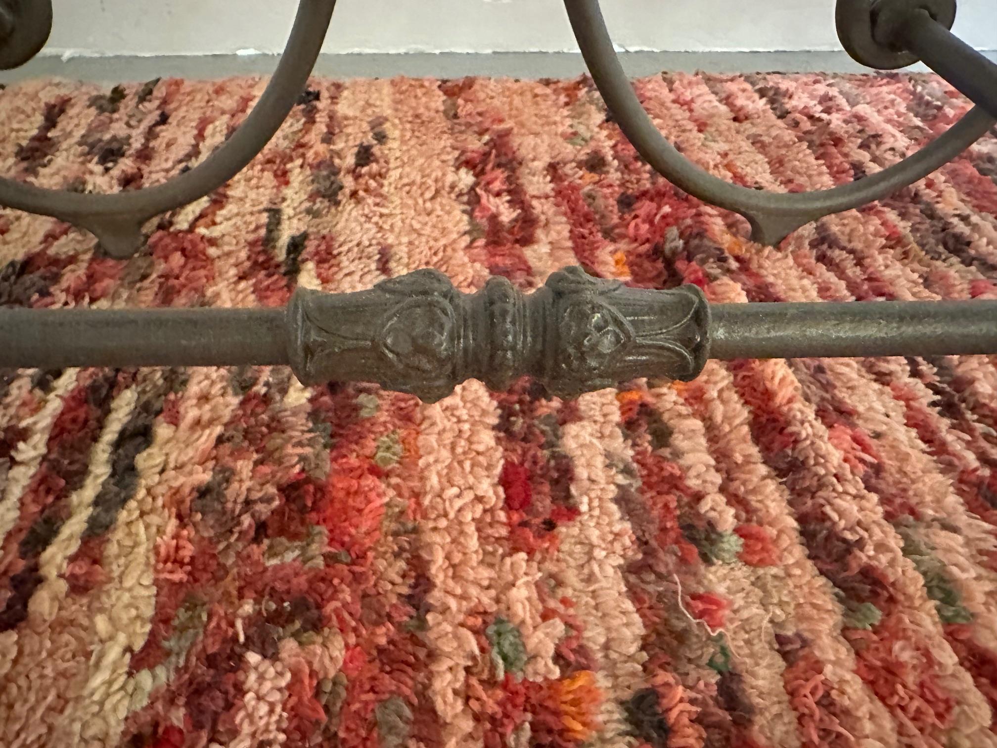 Early 20th Century Charming French Vintage Iron and Marble Cafe Round Dining Table