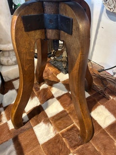 Charming French Wooden Swivel Stool with Tractor Style Seat