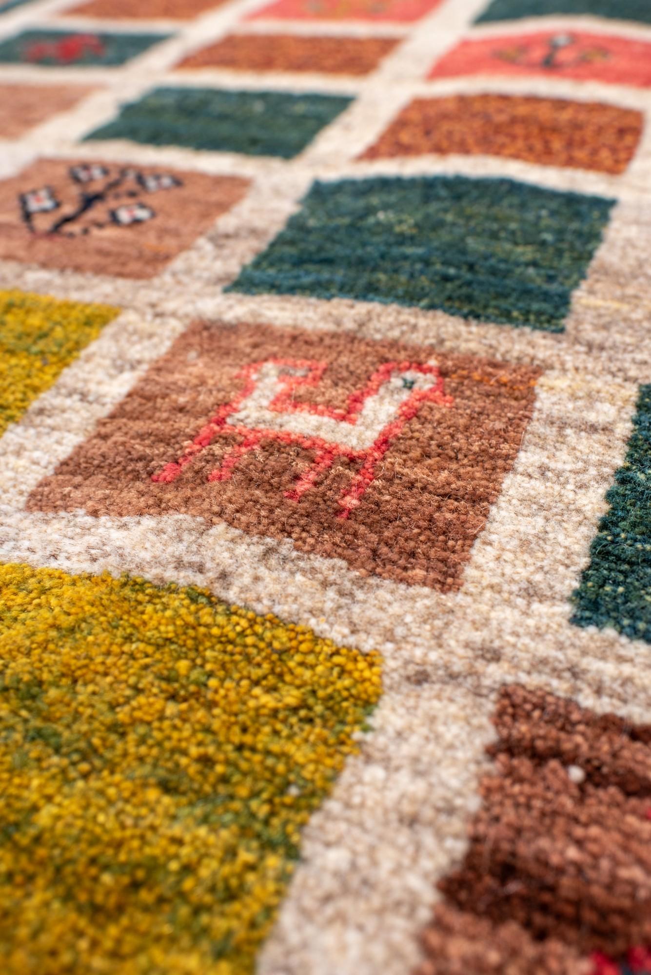 Charming Gabbeh Rug with Multicolor Tribal Motifs In New Condition For Sale In New York, NY