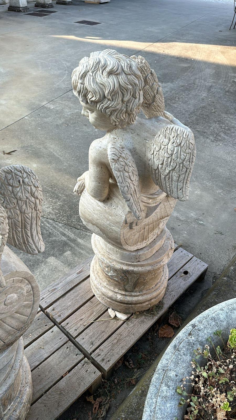 Charmantes Sculptures en MARBRE pour le jardin - Lot de 4 Chérubins en vente 1