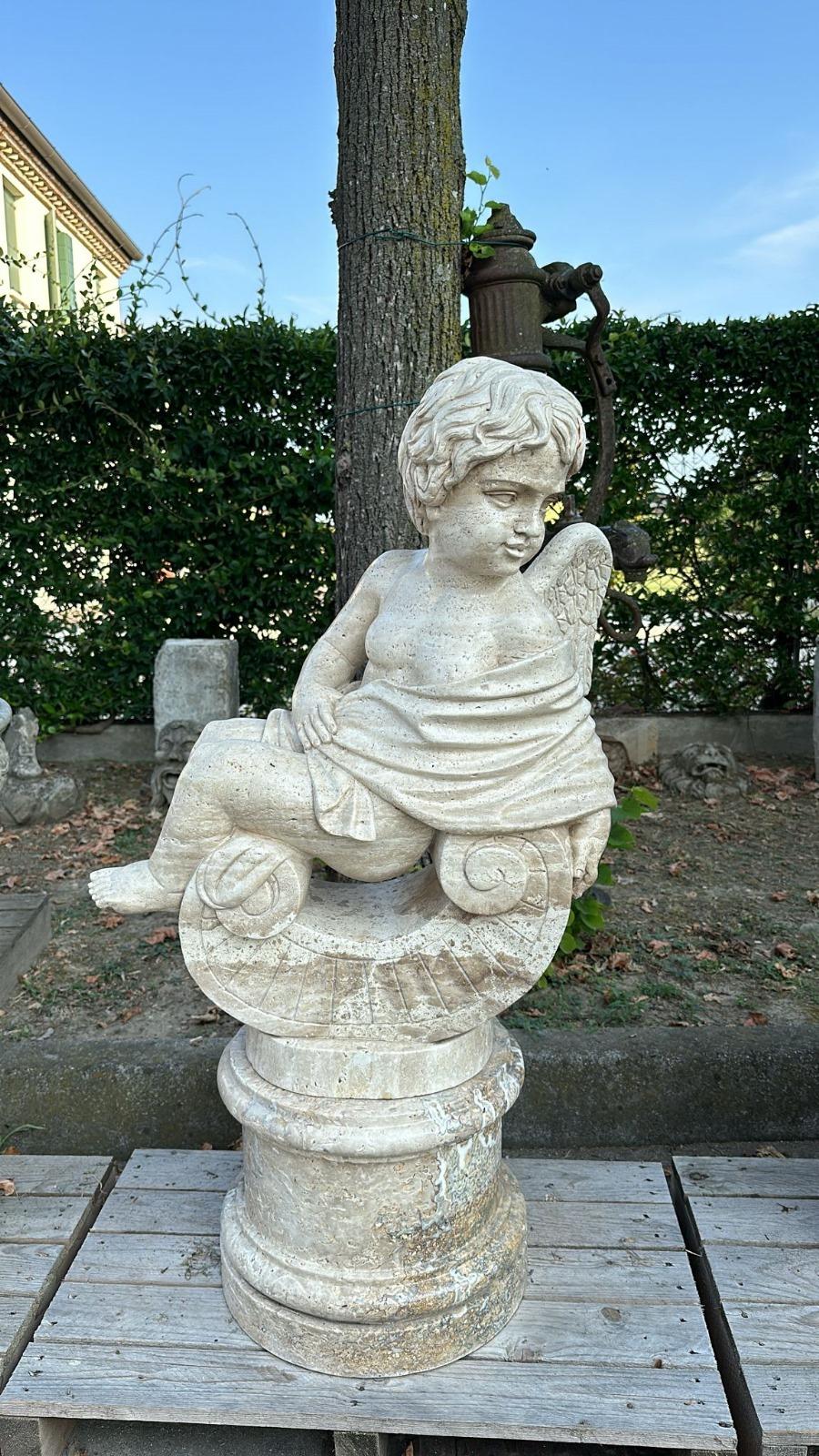 Charmantes Sculptures en MARBRE pour le jardin - Lot de 4 Chérubins en vente 2