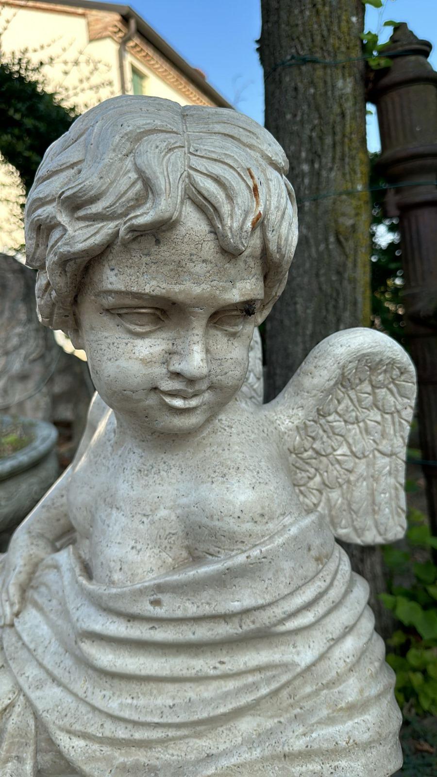 Charmantes Sculptures en MARBRE pour le jardin - Lot de 4 Chérubins en vente 3