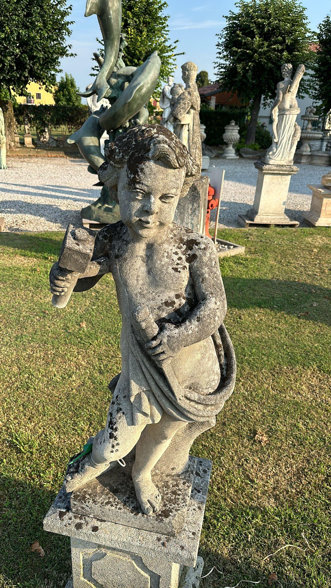 Mid-20th Century Charming Garden Stone Sculptures – Set of 4 Cherubs 12