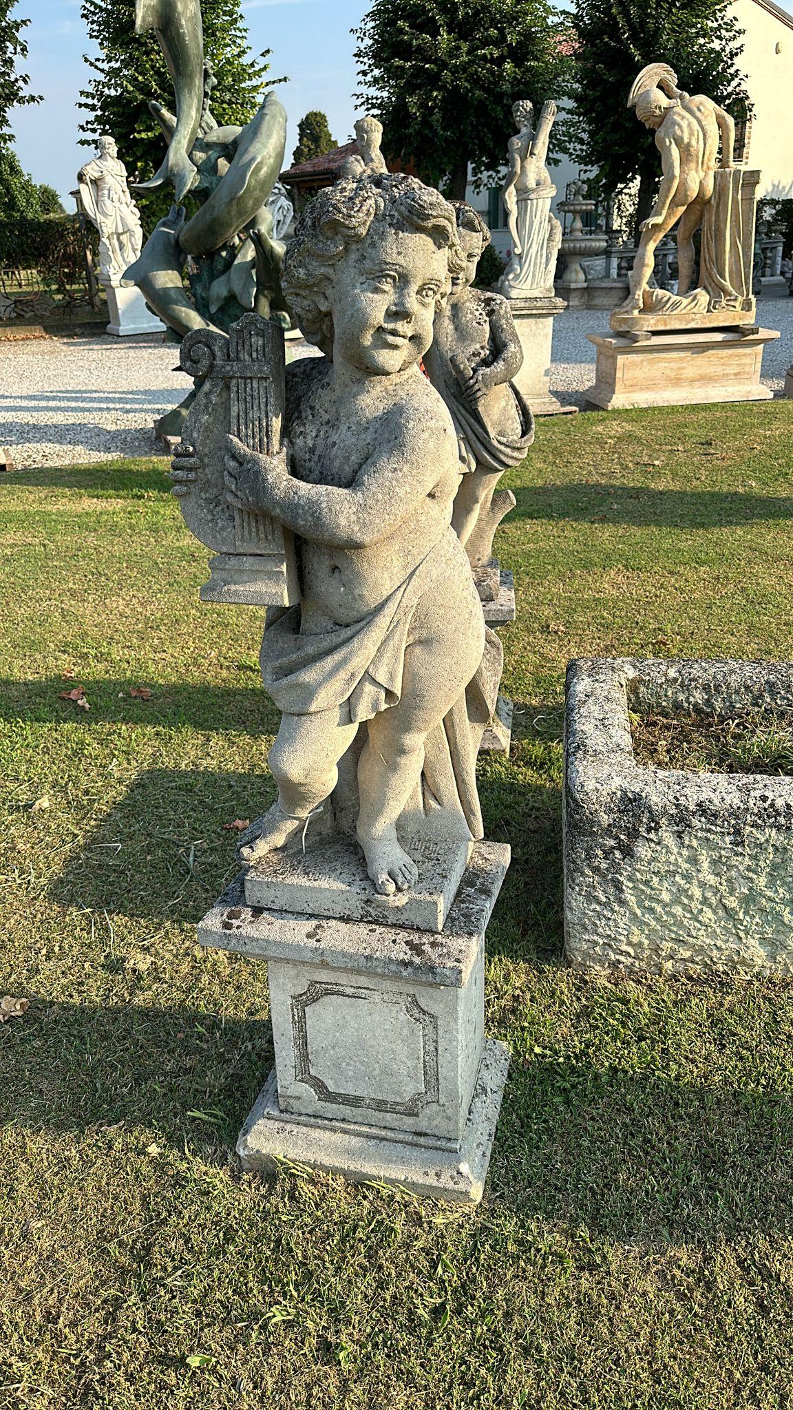Charming Garden Stone Sculptures – Set of 4 Cherubs 12 1