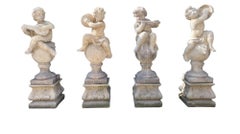 Encantadoras esculturas de piedra para jardín - Juego de 4 querubines