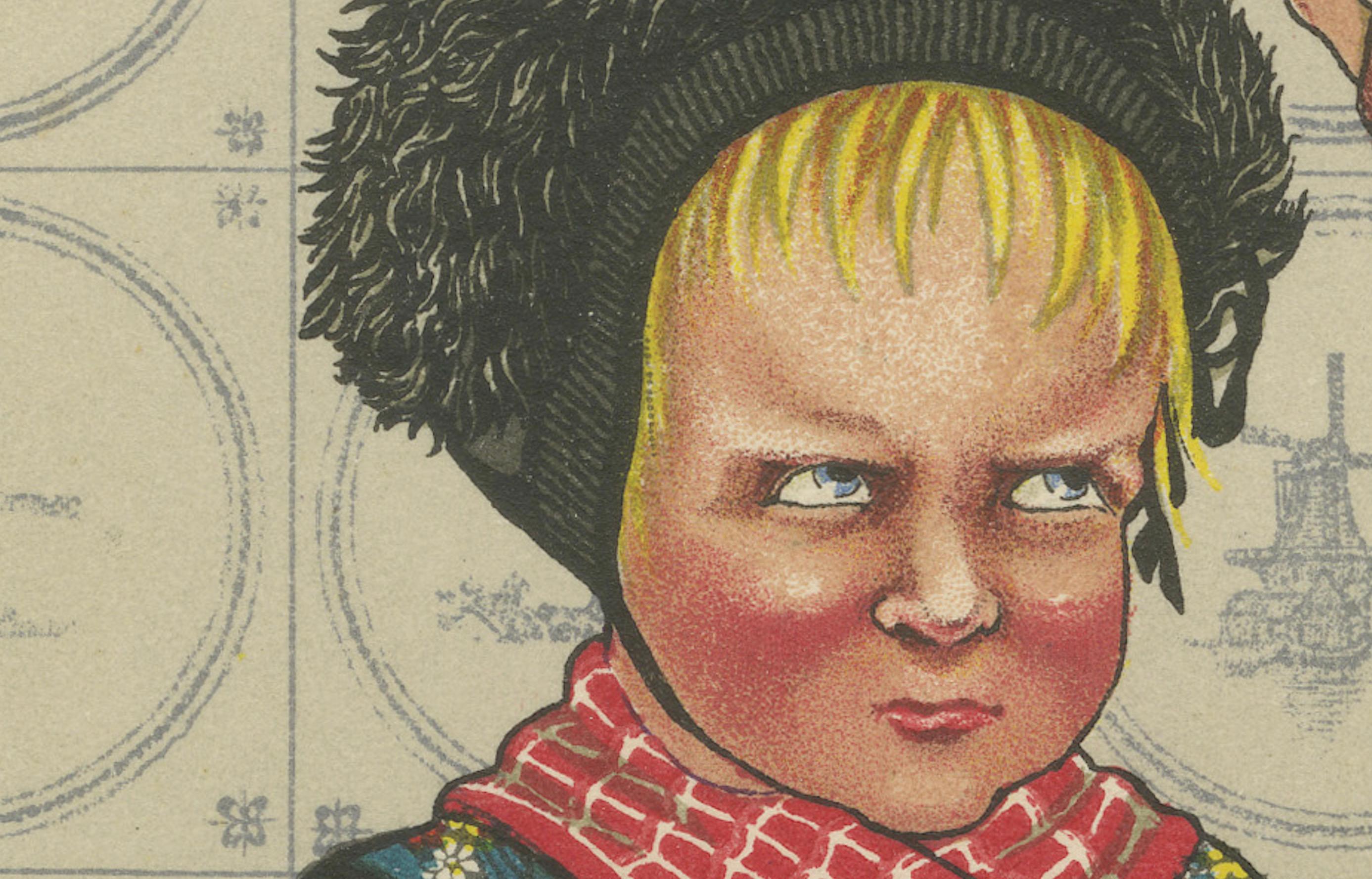 Charmante holländische Bauernkostüme aus Nunspeet & Hierden, Gelderland (ca. 1932)

Dieser bezaubernde Original-Pochoir-Druck von 1932 aus *The National Costumes of Holland* von Gratiane de Gardilanne und Elizabeth Whitney Moffatt zeigt die