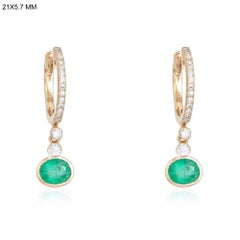 Charmante Edelstein 14K (oder 18k auf Anfrage) Gelbgold Diamant Tropfen Ohrringe