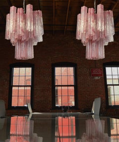 Charming Glass Tube Chandeliers, 30 Albaster Pink Glasses