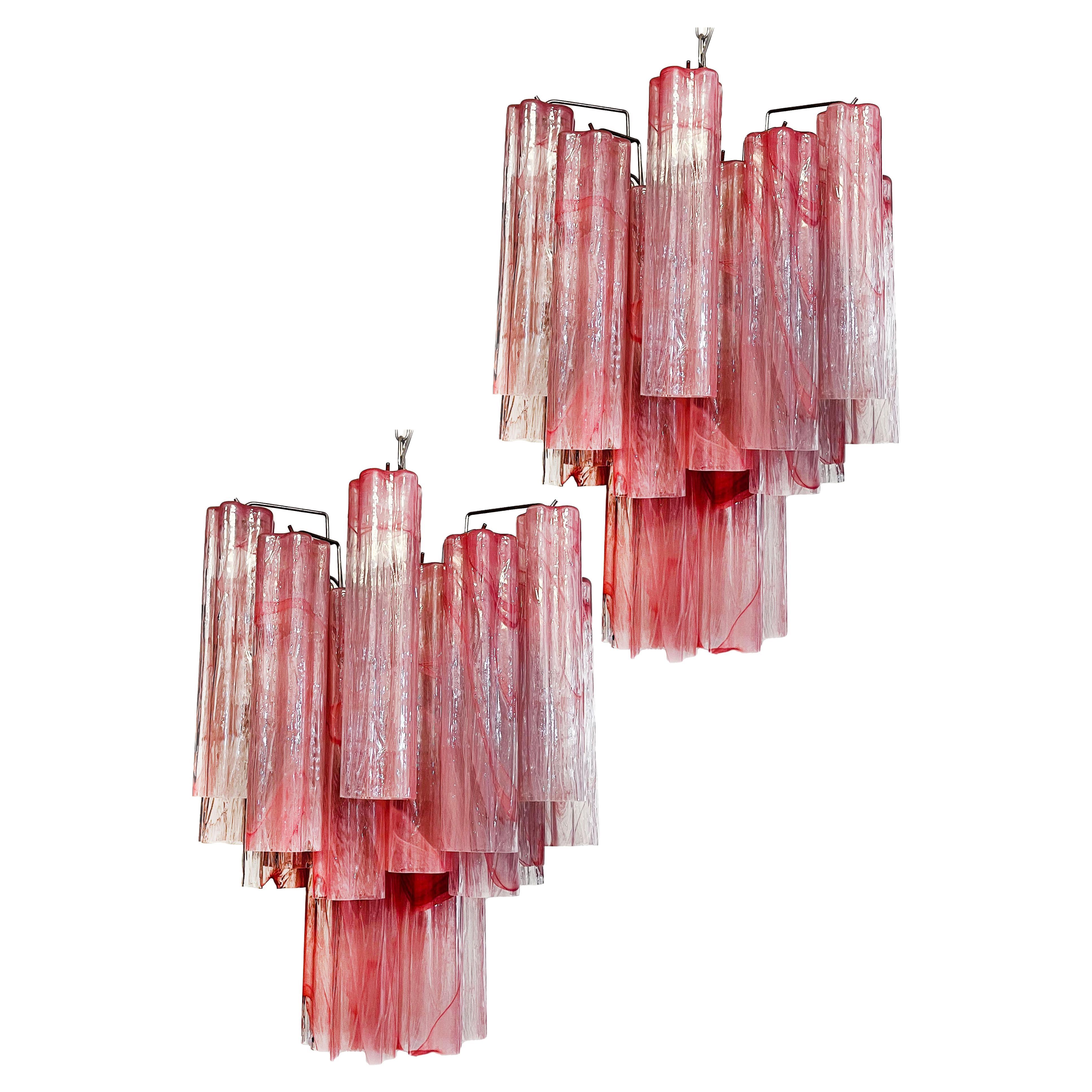 Charming Glass Tube Chandeliers, 30 Albaster Pink Glasses