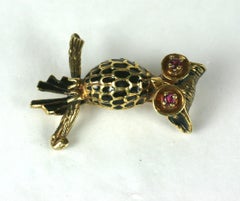 Charming Gold and Enamel Owl