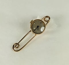 Charming Gold Watch Safety Pin