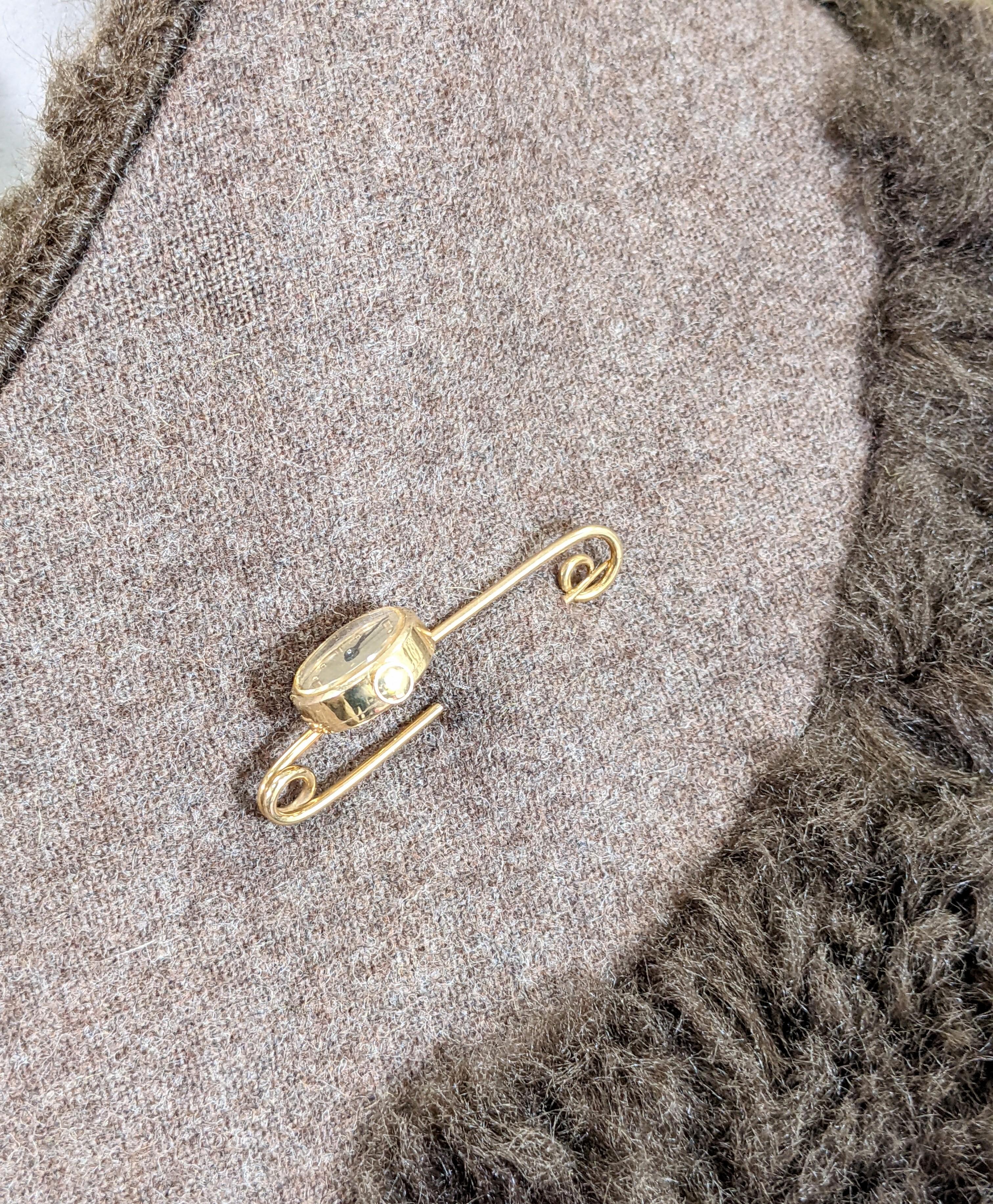 Charming Gold Watch Safety Pin For Sale 1