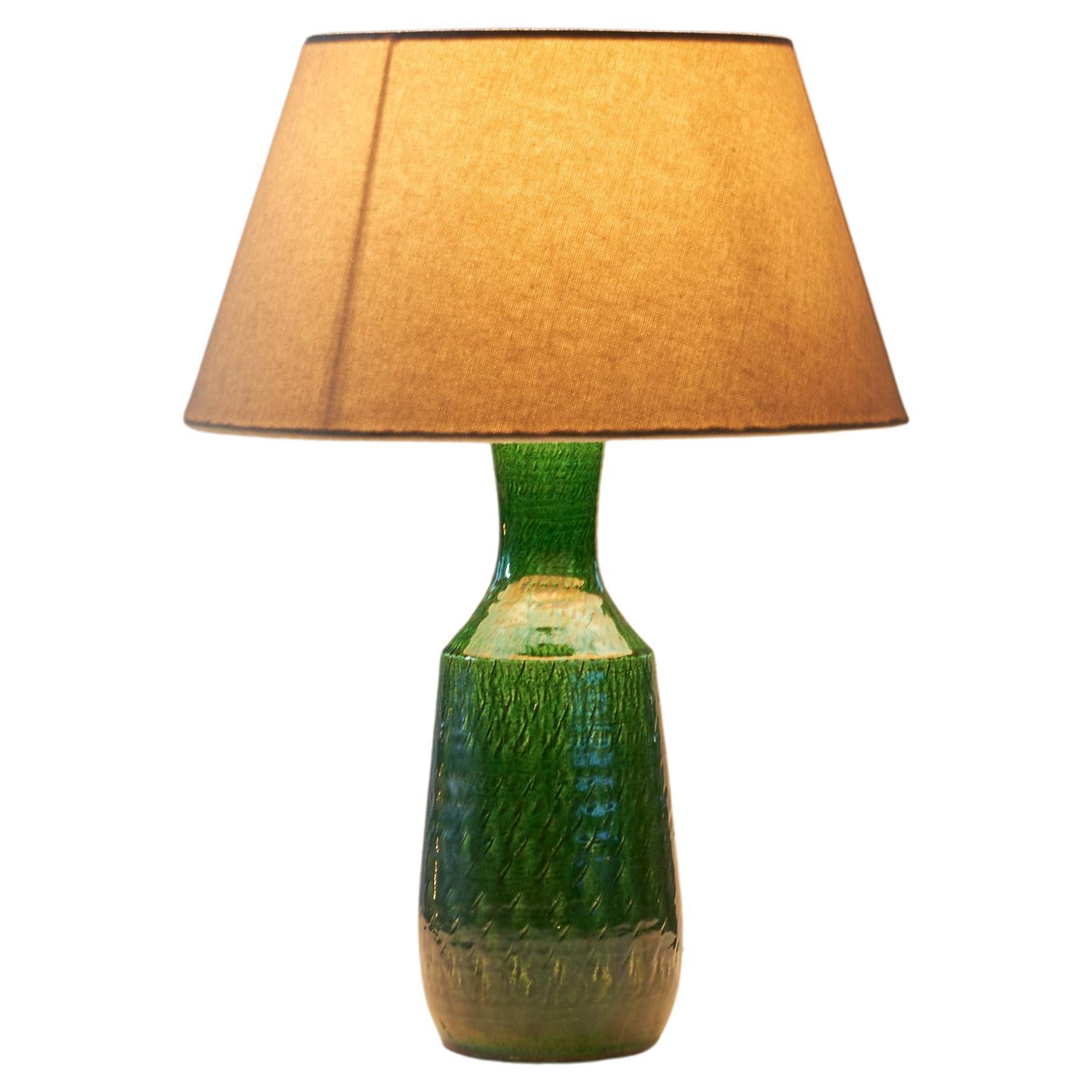 Charming Green Glazed Scandinavian Studio Pottery Table Lamp 1960s