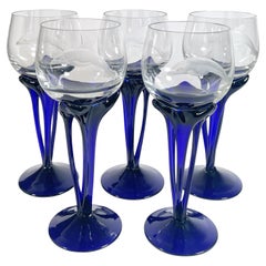 Charming Hand-Engraved Dolphin Wine Glasses - Set of 5 - Size S