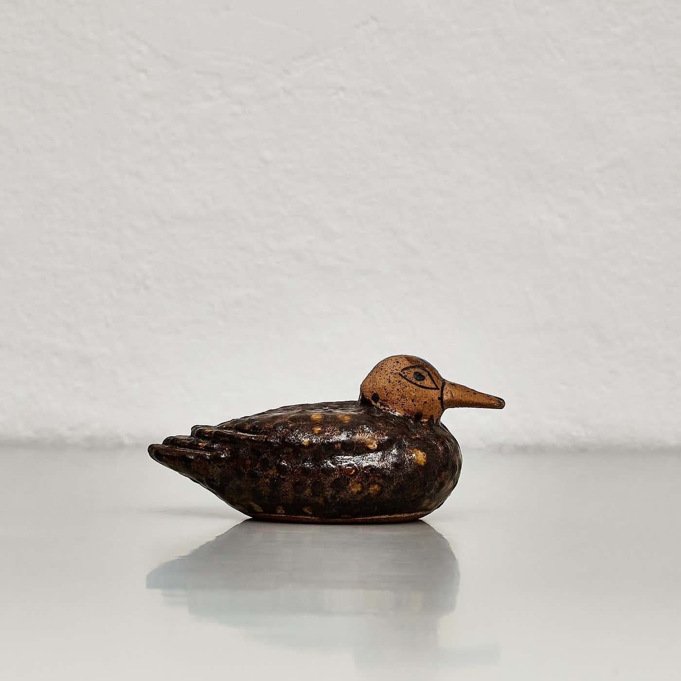 Charming Hand-Painted Ceramic Duck Sculpture - Naif Primitive Art, circa 1940 For Sale 6