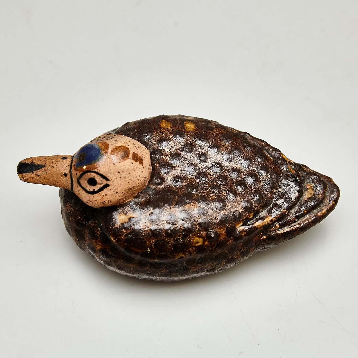 Charming Hand-Painted Ceramic Duck Sculpture - Naif Primitive Art, circa 1940 For Sale 9