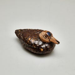 Charming Hand-Painted Ceramic Duck Sculpture - Naif Primitive Art, circa 1940