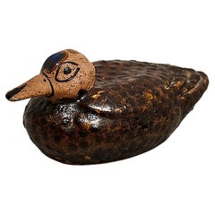 Charming Hand-Painted Ceramic Duck Sculpture - Naif Primitive Art, circa 1940