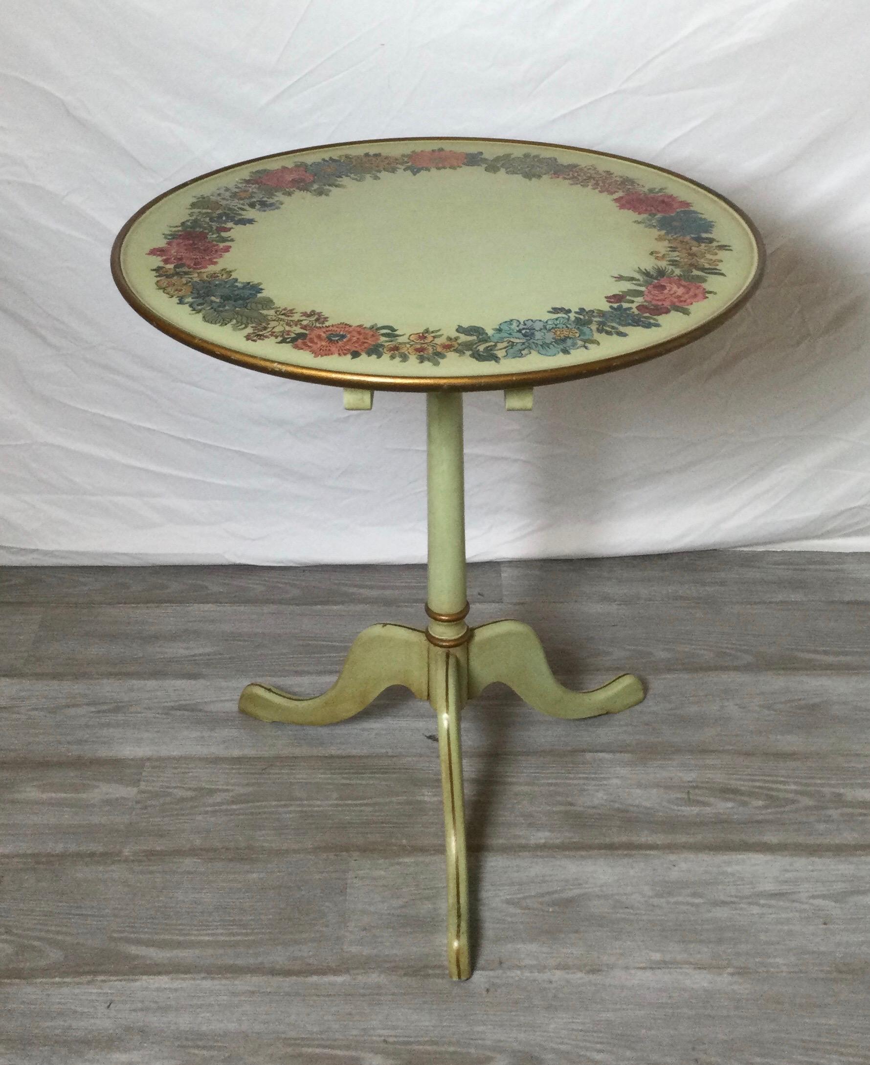 Hand-Painted Charming Hand Painted Tilt Top Tea Table