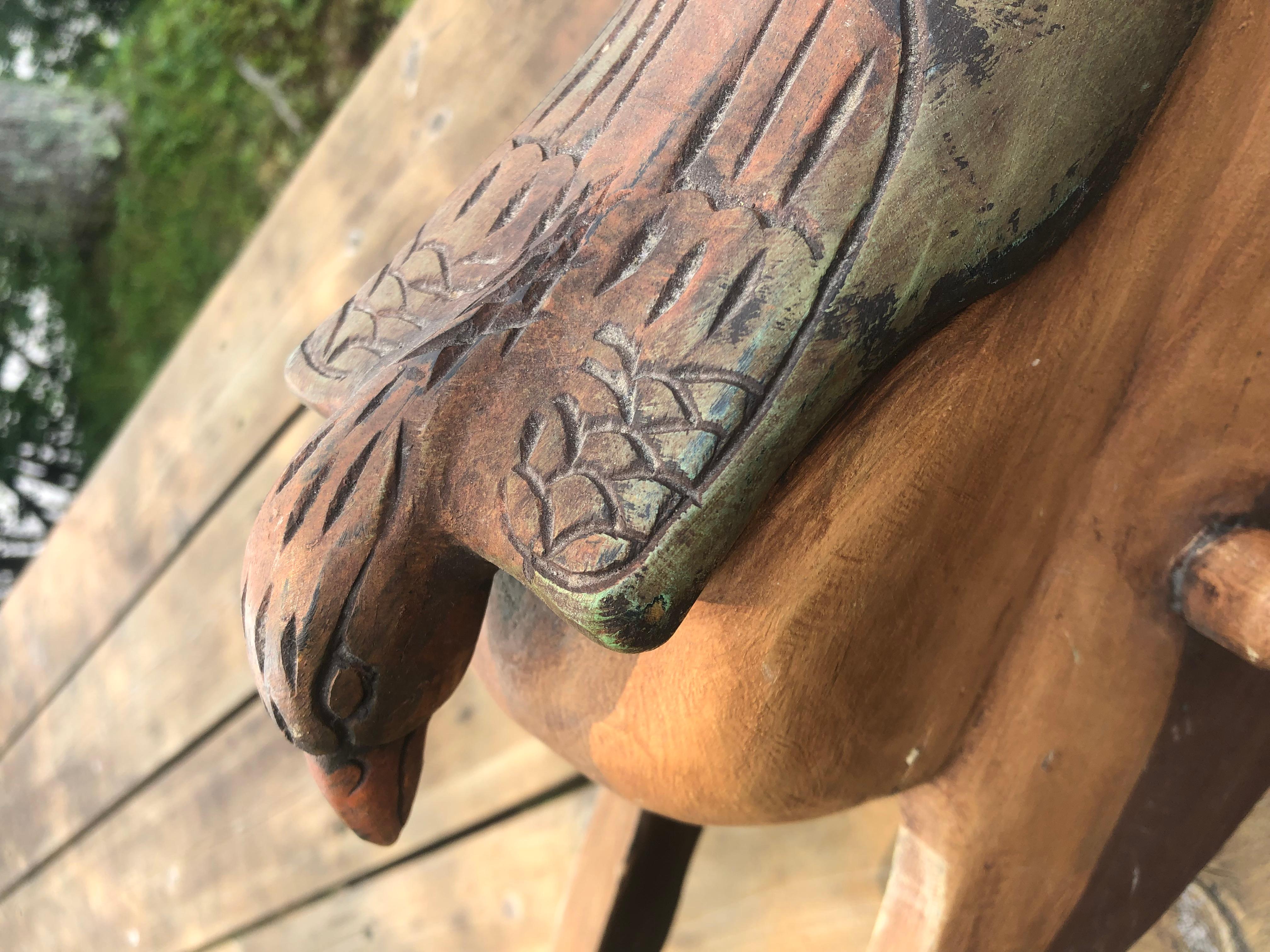 Charming Handmade Carved Wood Folk Art Rocking Horse Sculpture Toy 5