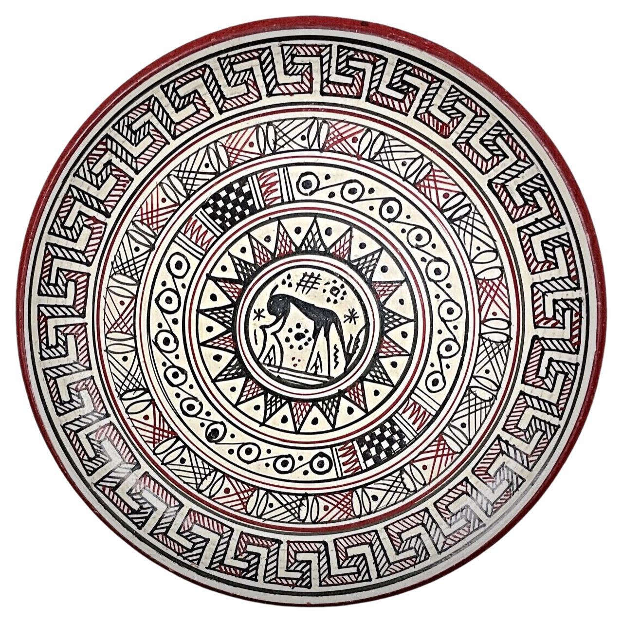 Charming Handmade Rhodes Museum Replica Plate in 750 B.C. Geometric - 2Y329 For Sale