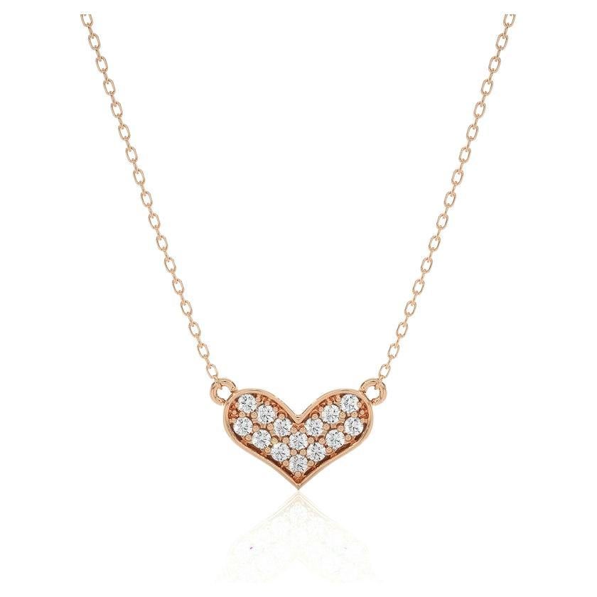 Charmant pendentif cœur : diamants 0,07 carat en or rose 14 carats