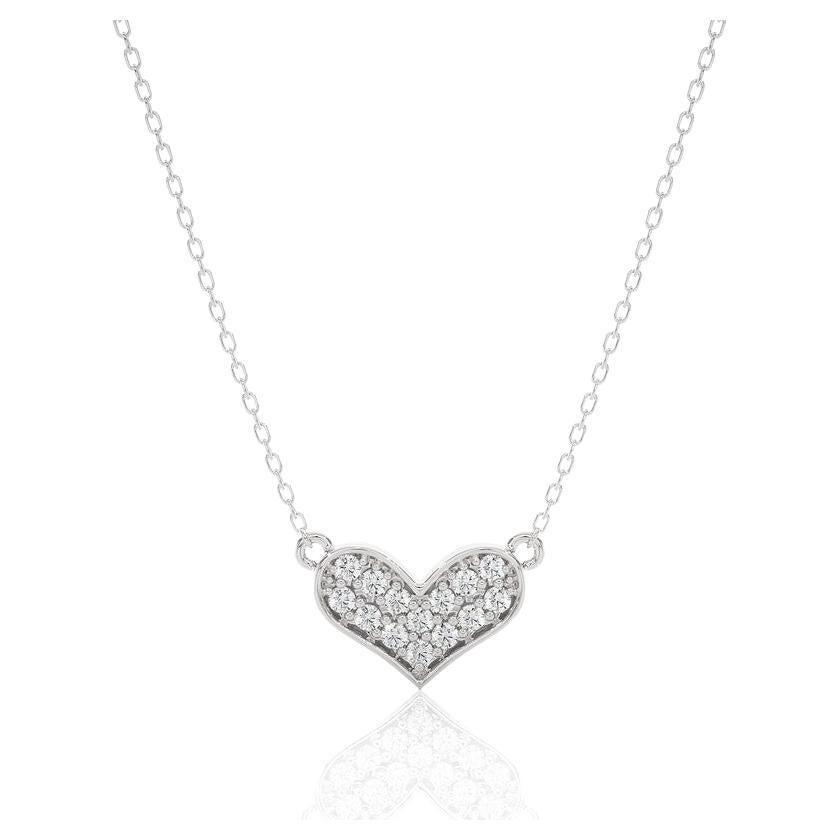 Charming Heart Pendant: 0.07 Carat Diamonds in 14k White Gold