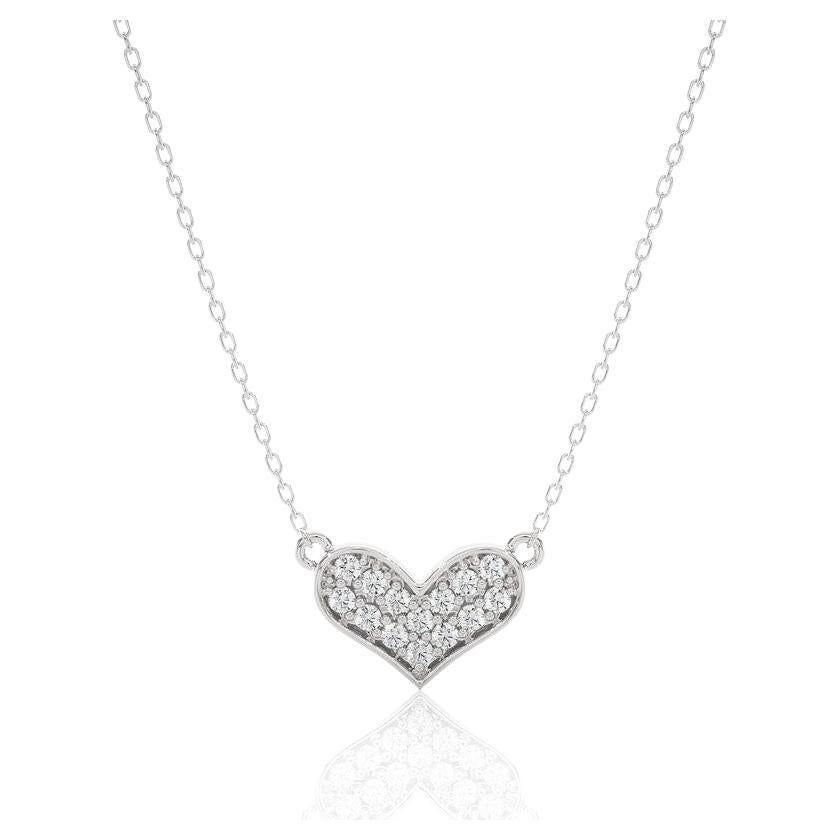 Charming Heart Pendant: 0.07 Carat Diamonds in 14k White Gold