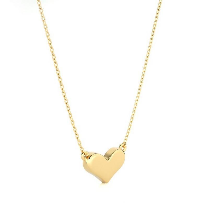Taille ronde Charmant pendentif cœur : diamants 0,07 carat en or jaune 14 carats en vente