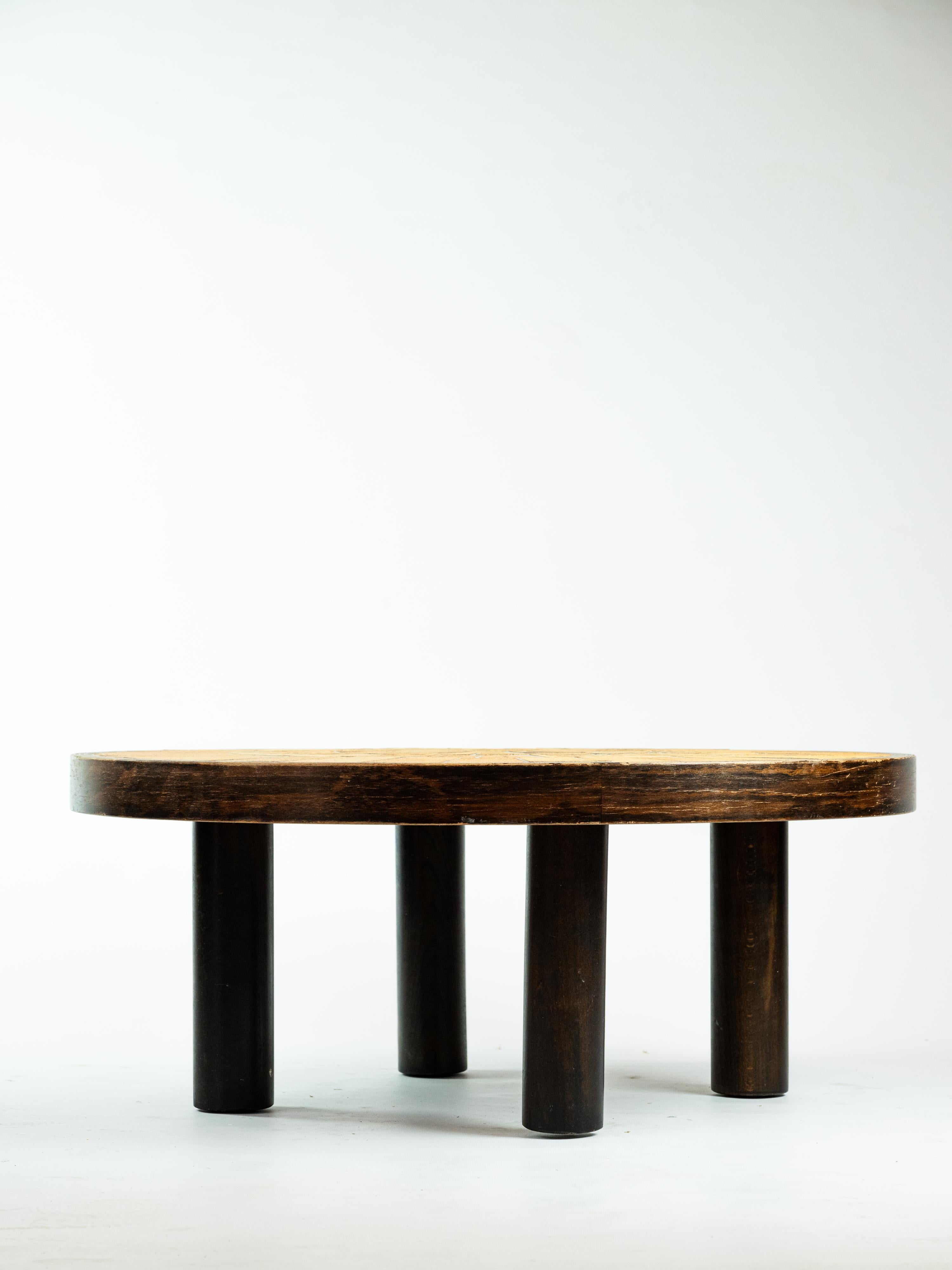 Mid-Century Modern Charmante table basse Herbier de Roger Capron en vente