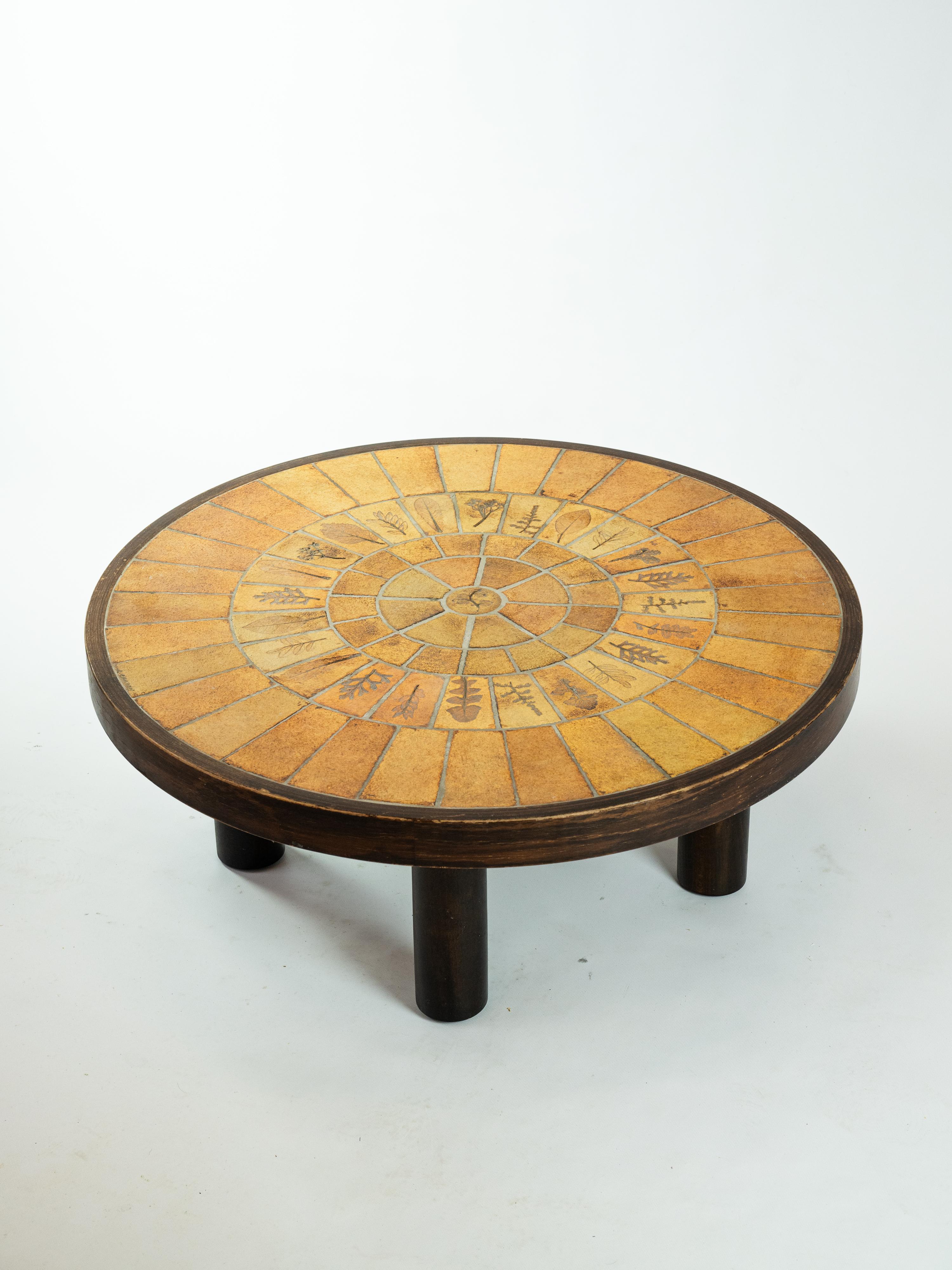 Fin du 20e siècle Charmante table basse Herbier de Roger Capron en vente