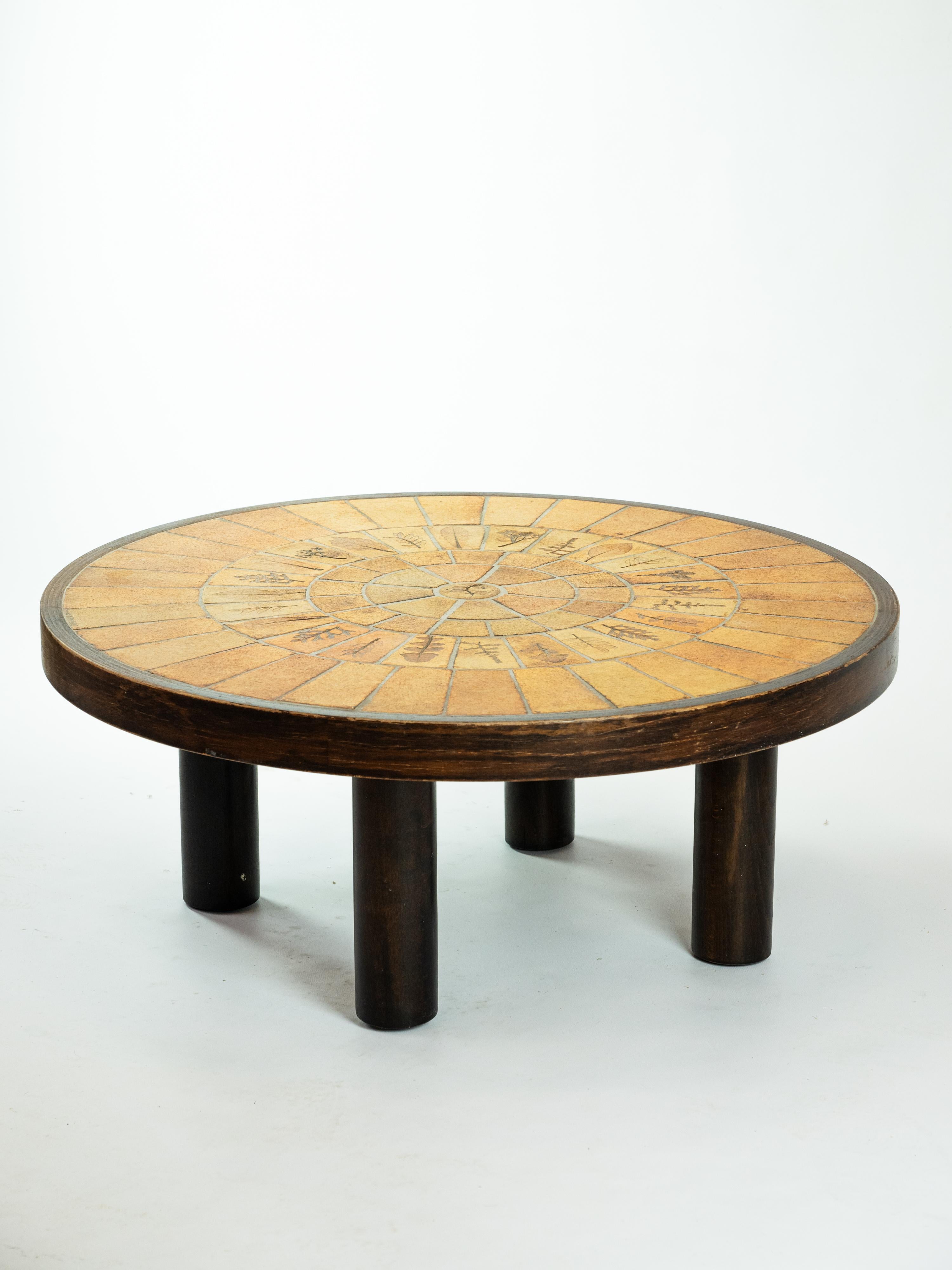 Céramique Charmante table basse Herbier de Roger Capron en vente