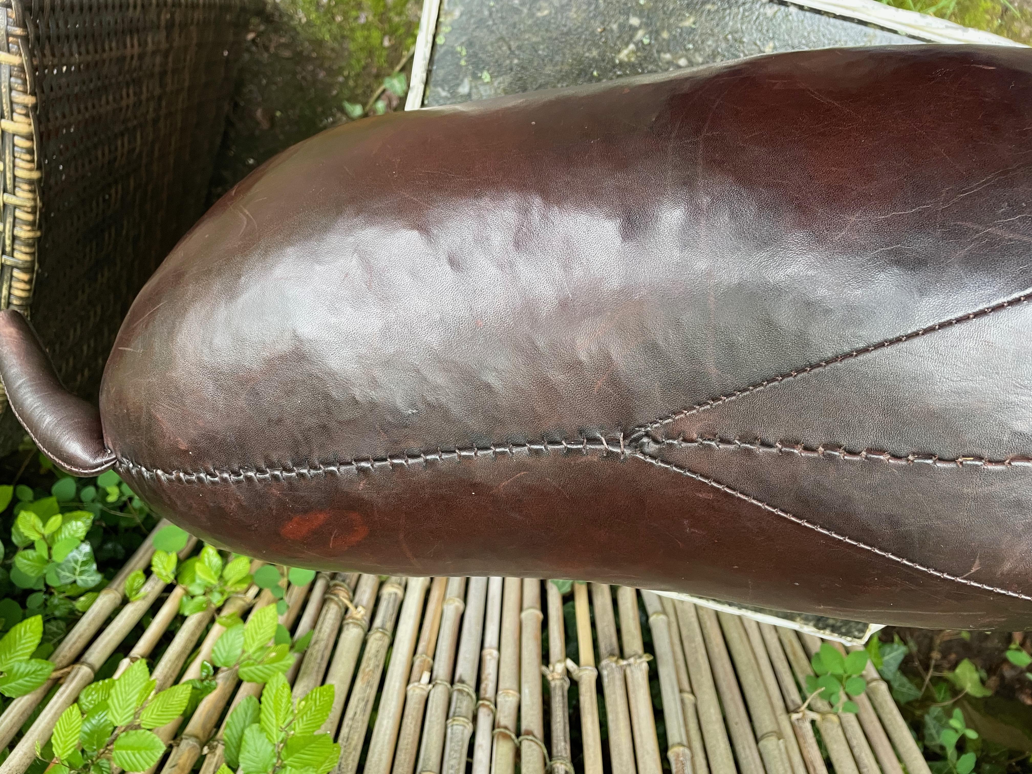 Charming hippopotamus by Dimitri Omersa. Leather footstool. For Sale 3