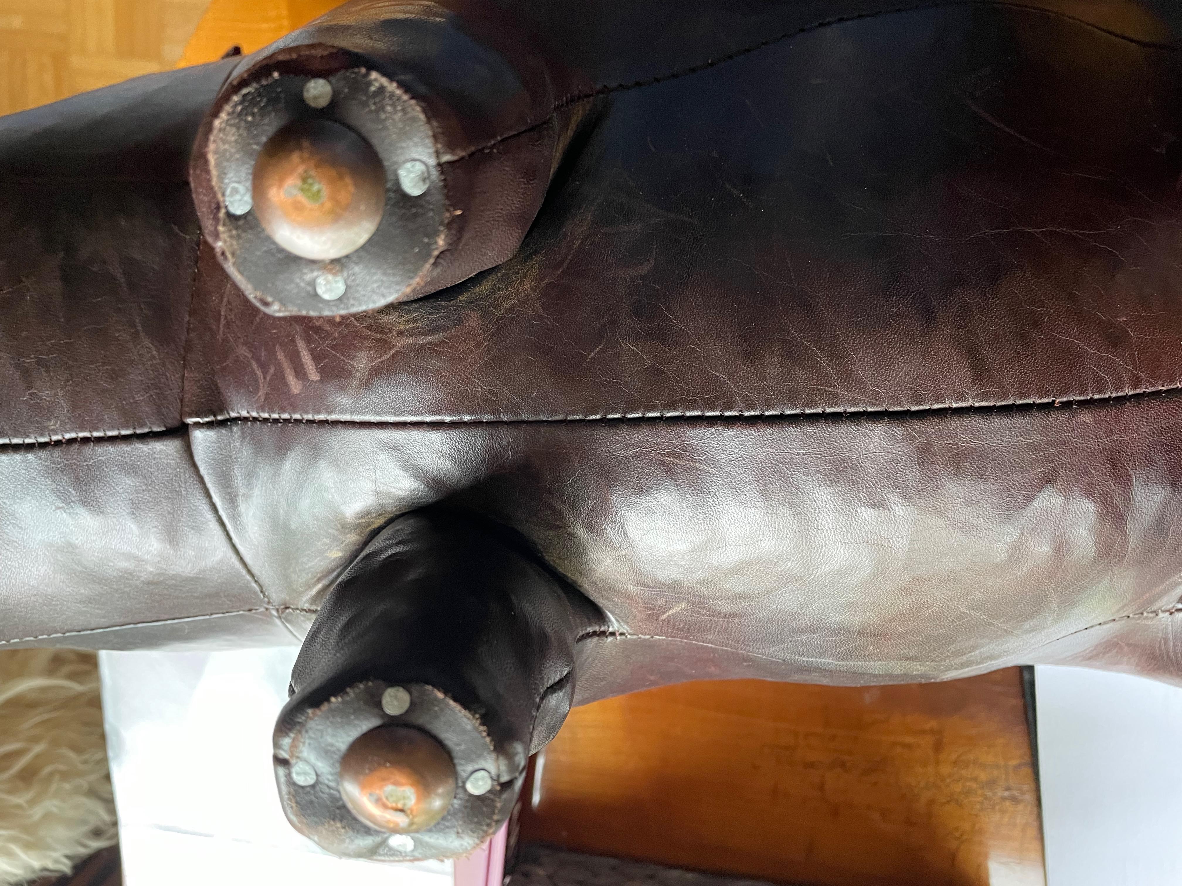 Contemporary Charming hippopotamus by Dimitri Omersa. Leather footstool. For Sale