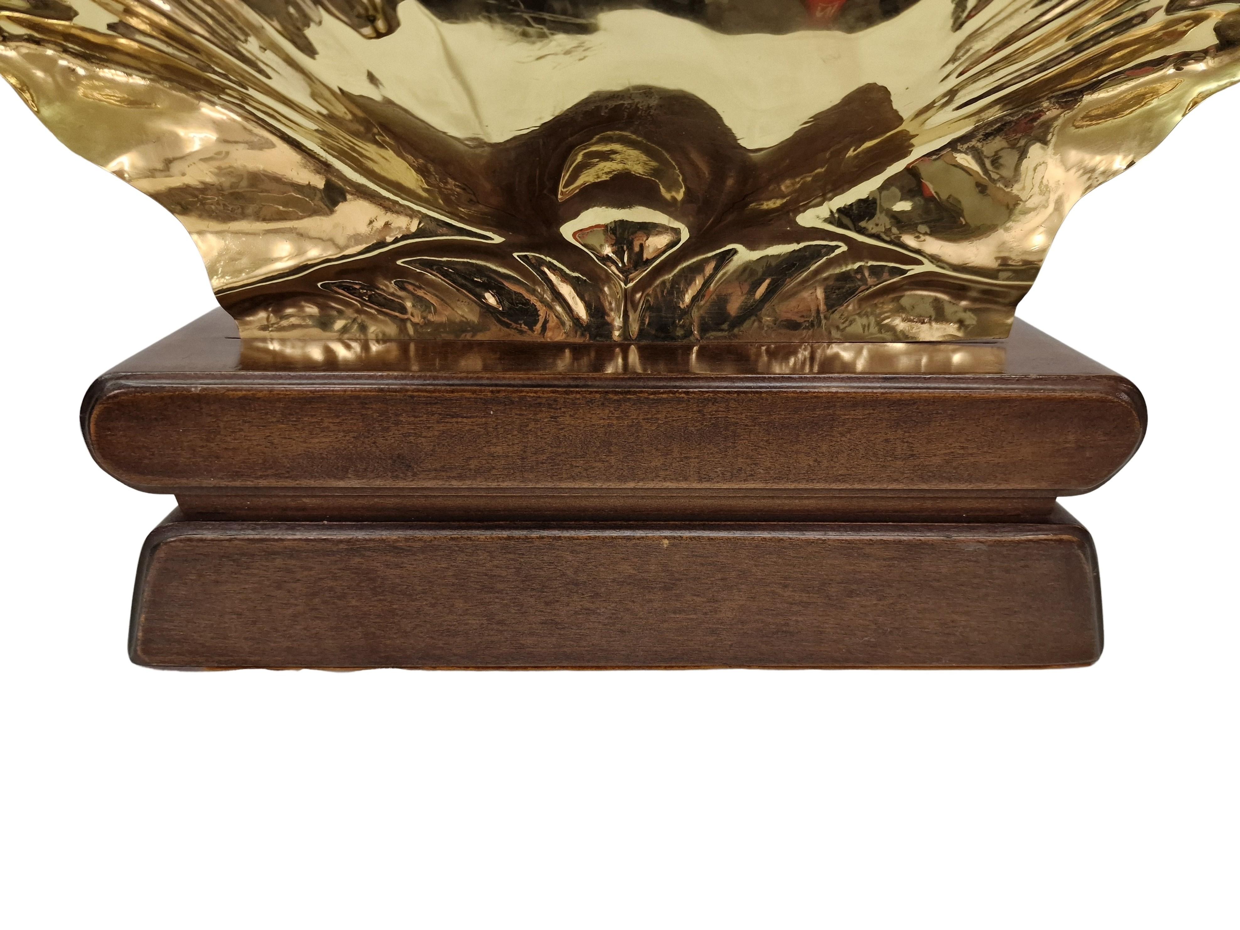 Charming huge table shell lamp, venus, metal, wood, Mid-Century Design, Italy For Sale 3