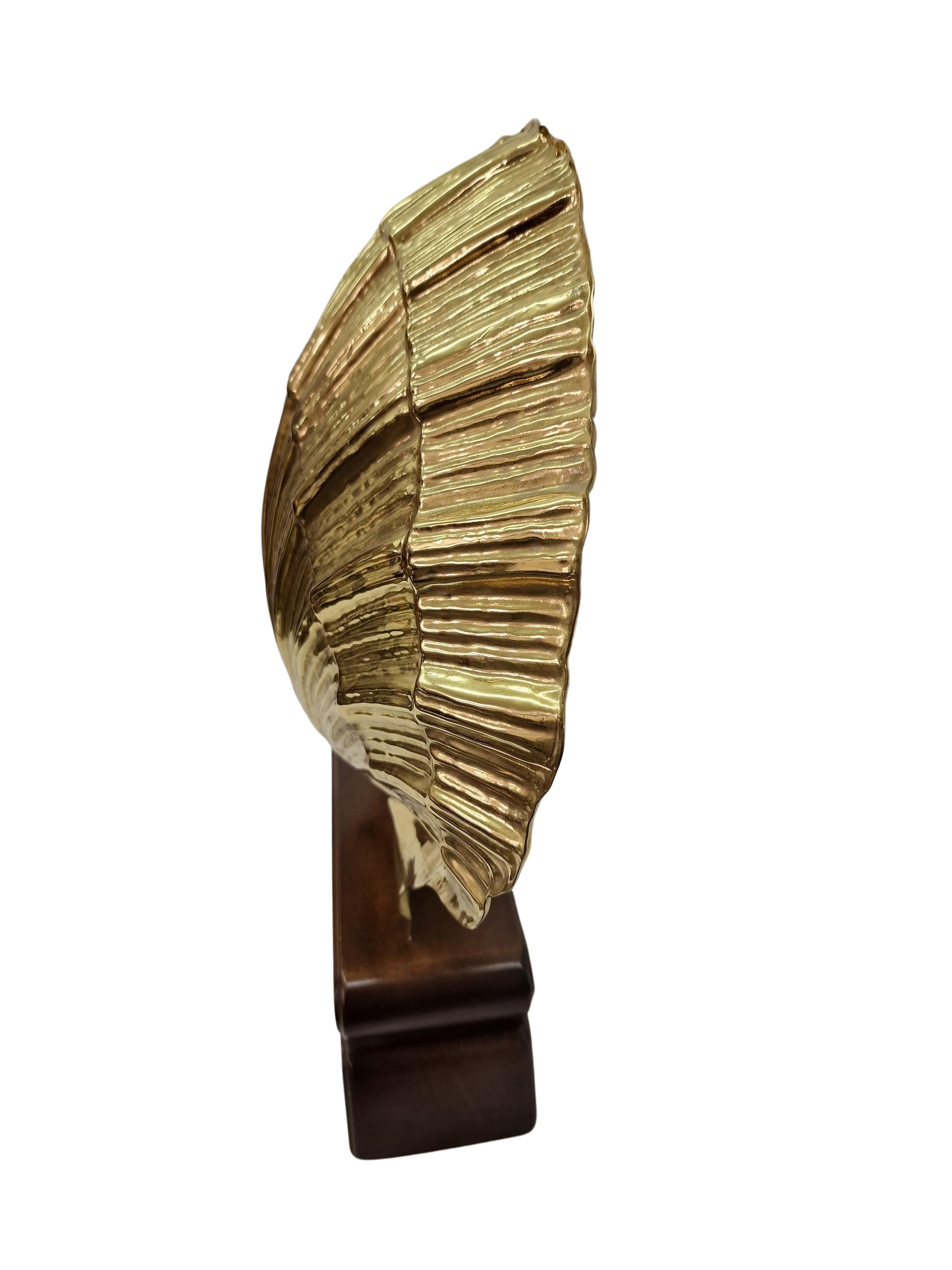 Charming huge table shell lamp, venus, metal, wood, Mid-Century Design, Italy For Sale 4