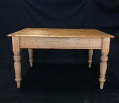 Charming Irish Scrubbed Pine Antique Dining Table or Desk