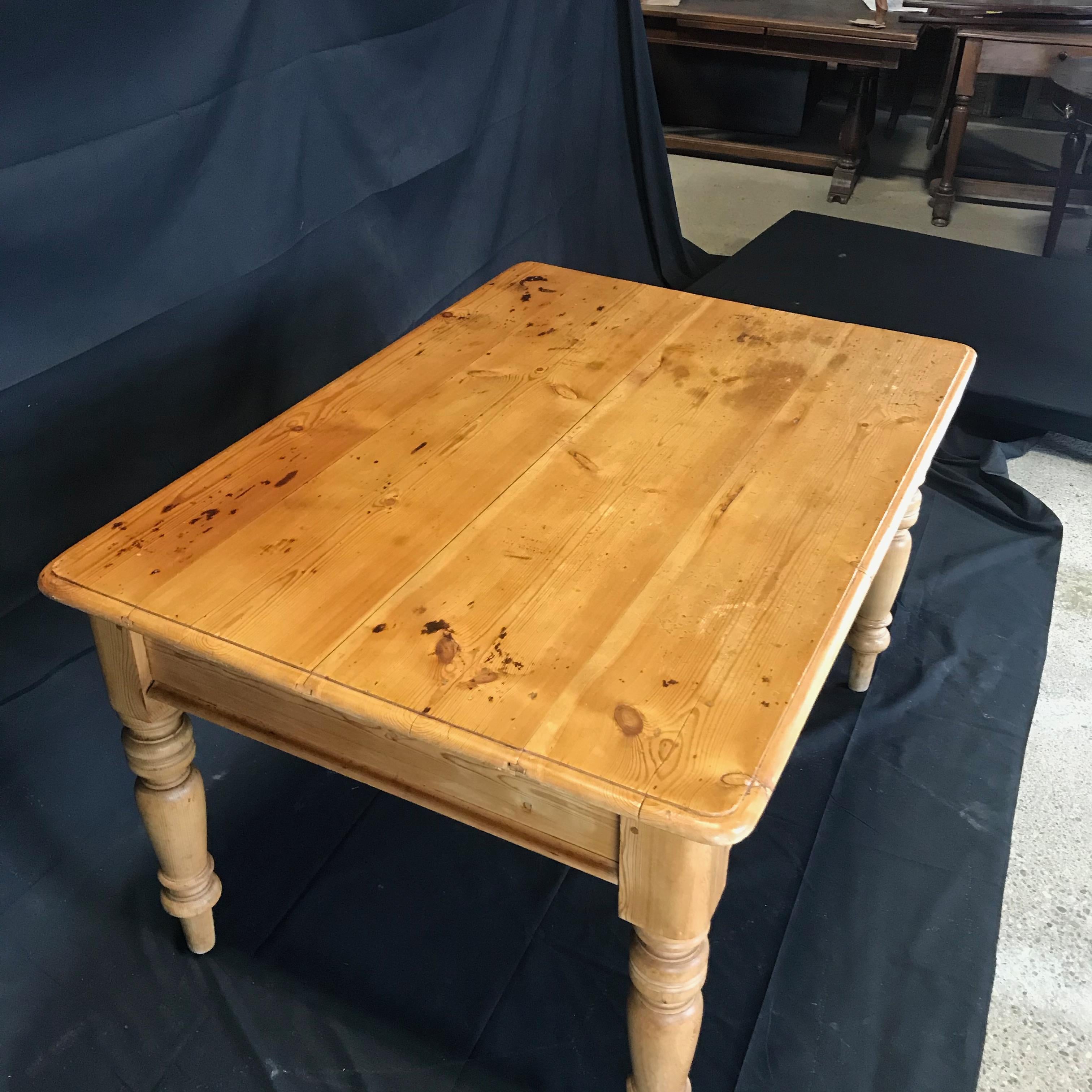 19th Century Charming Irish Scrubbed Pine Antique Dining Table or Desk