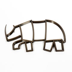 Charming Italian 1950s Mid Century Bronze Brass Rhino Shaped Mirror