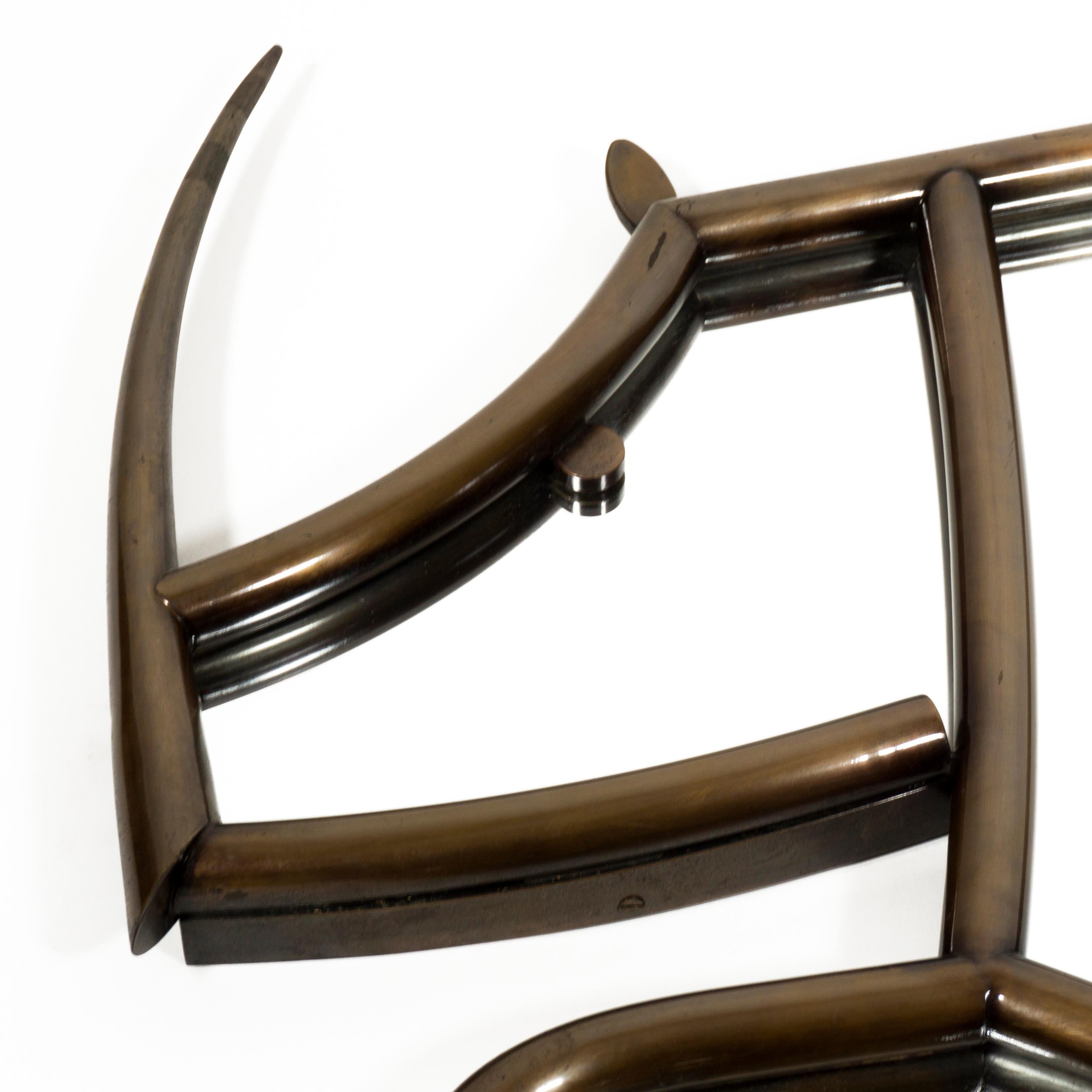 Charming Italian 1950s Mid Century Bronze Brass Rhino Shaped Mirror For Sale 1
