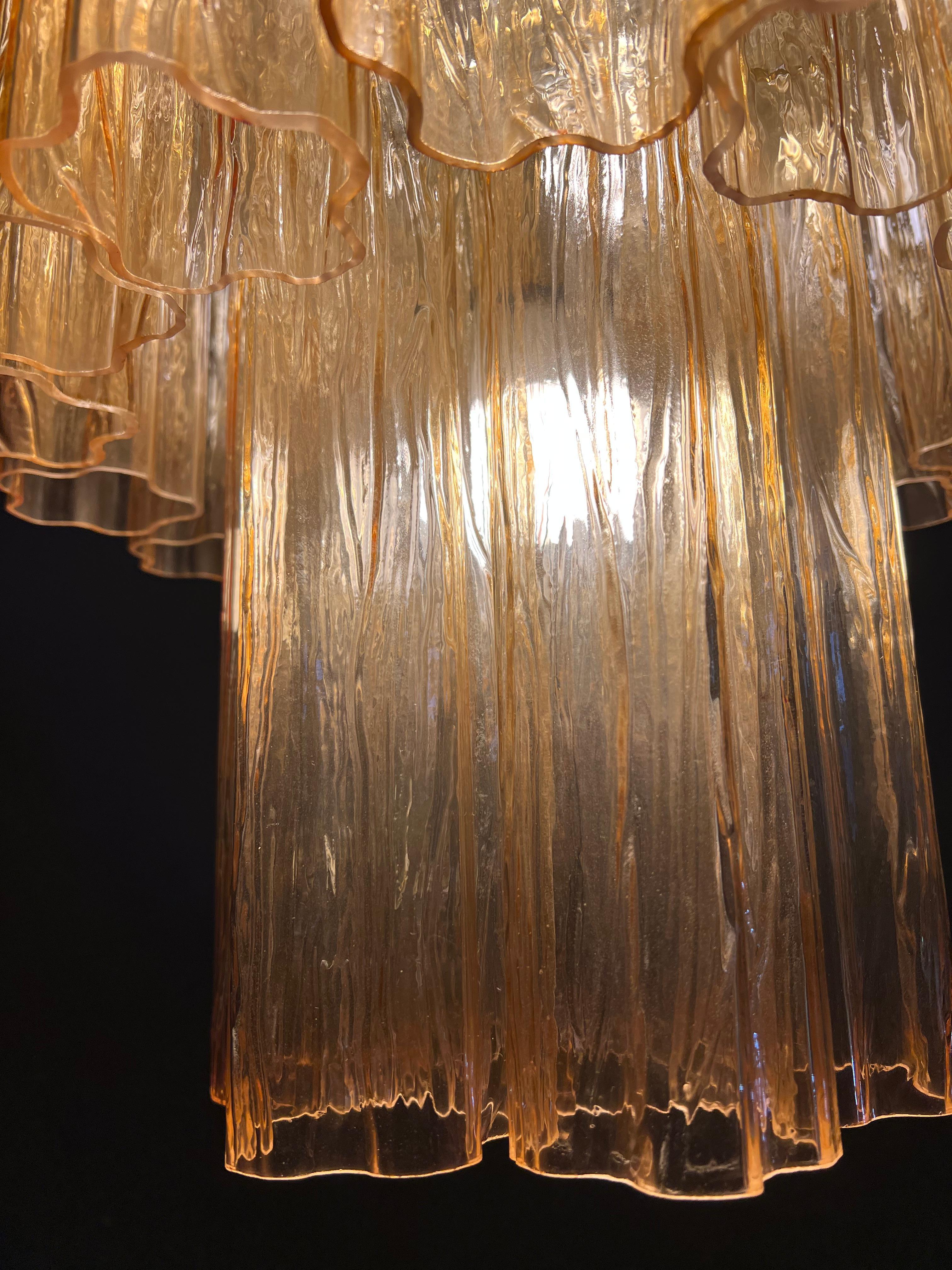 Gold Plate Charming Italian Amber Chandelier by Valentina Planta. Murano For Sale