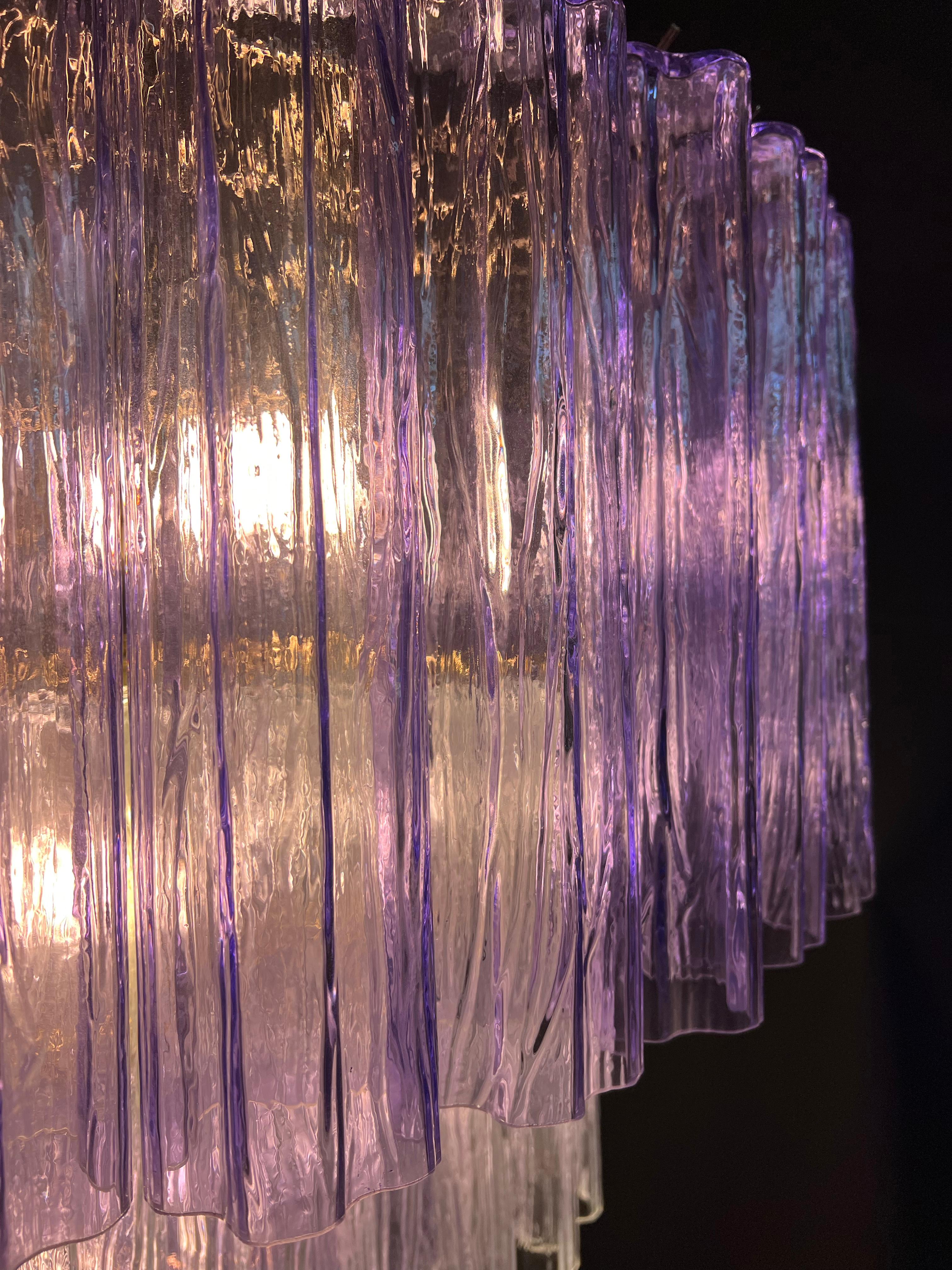 Charming Italian Amethyst & Clear Chandelier by Valentina Planta, Murano For Sale 9