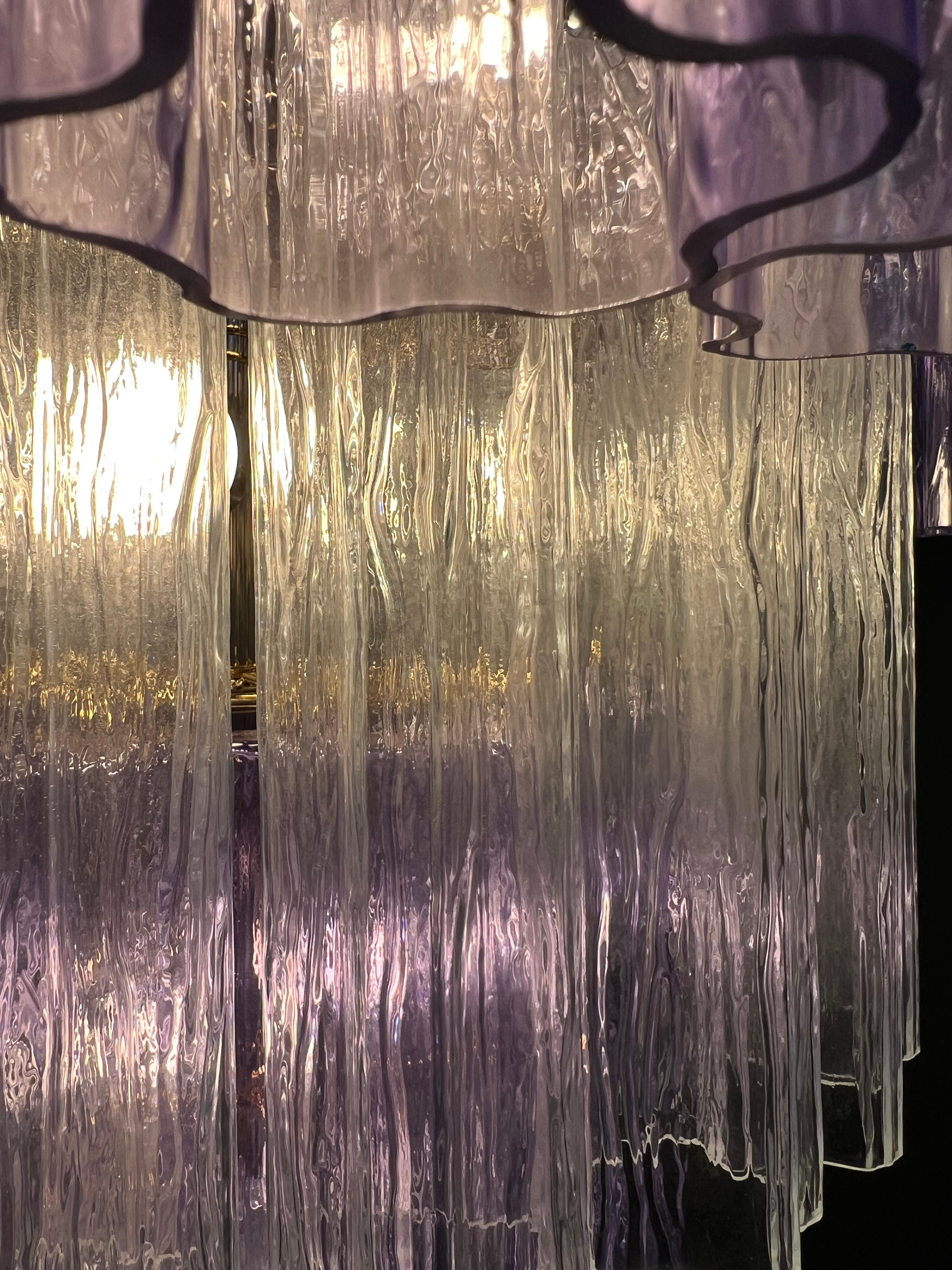 Charming Italian Amethyst & Clear Chandelier by Valentina Planta, Murano For Sale 10