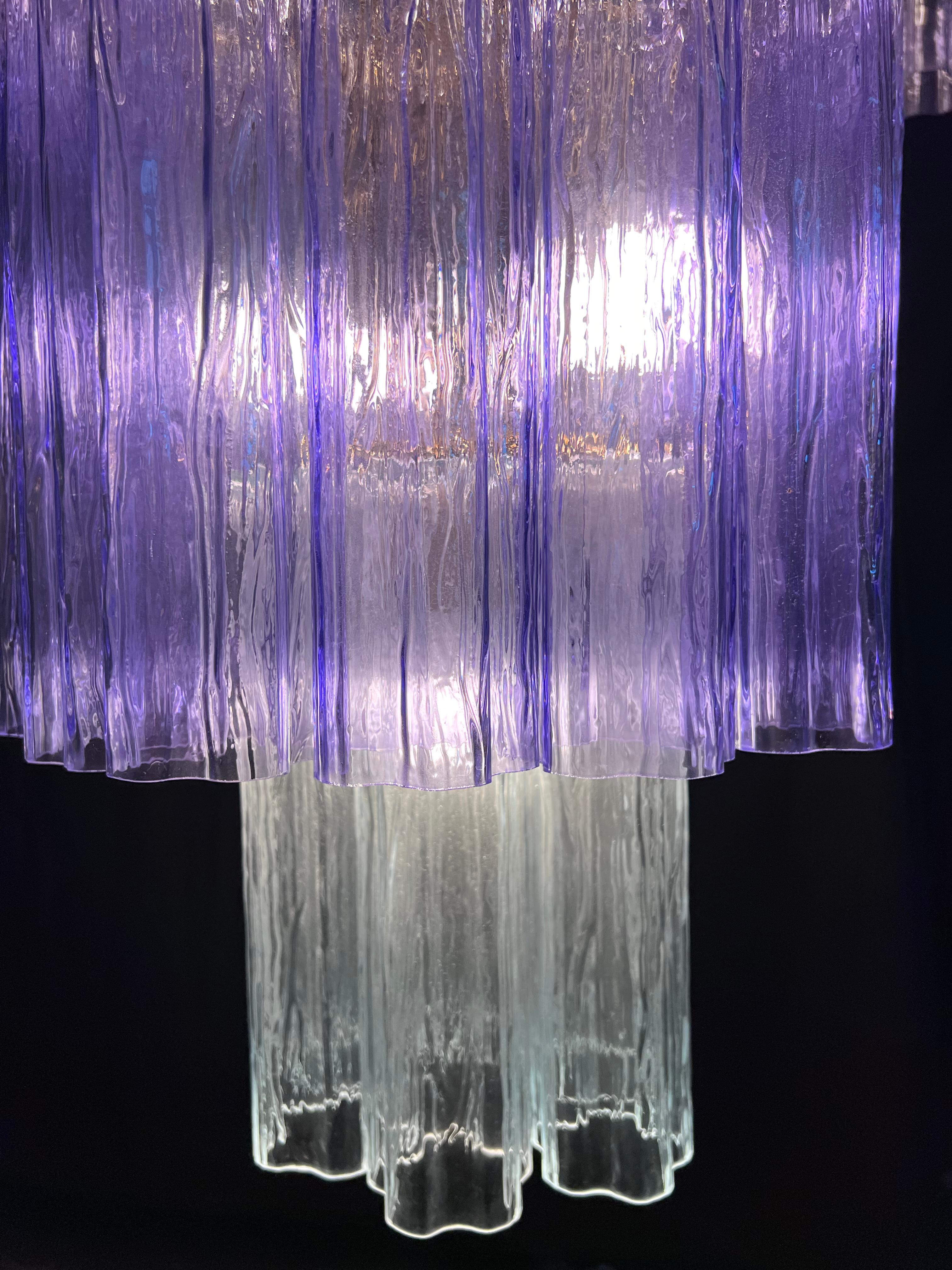 Contemporary Charming Italian Amethyst & Clear Chandelier by Valentina Planta, Murano For Sale