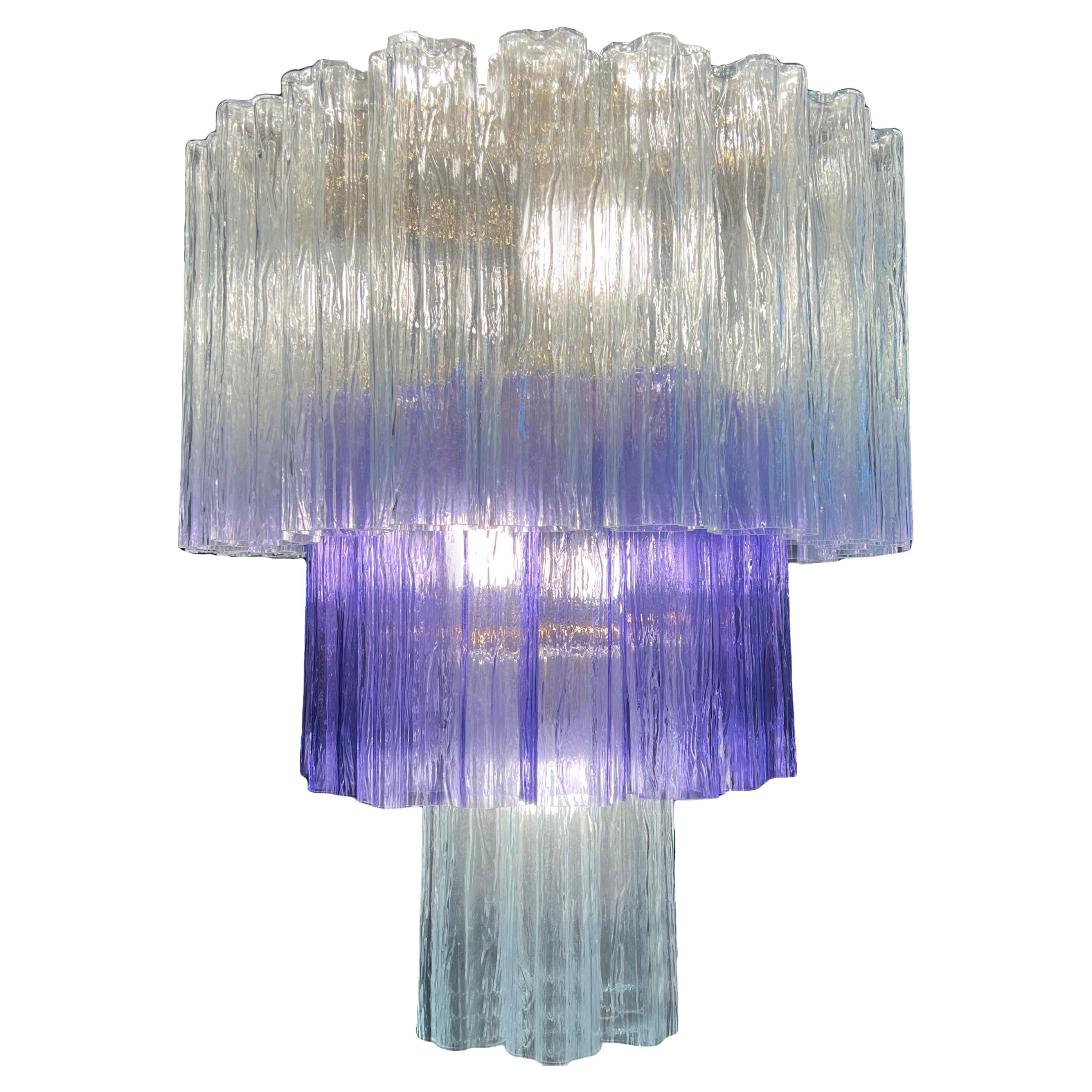 Charming Italian Amethyst & Clear Chandelier by Valentina Planta, Murano For Sale