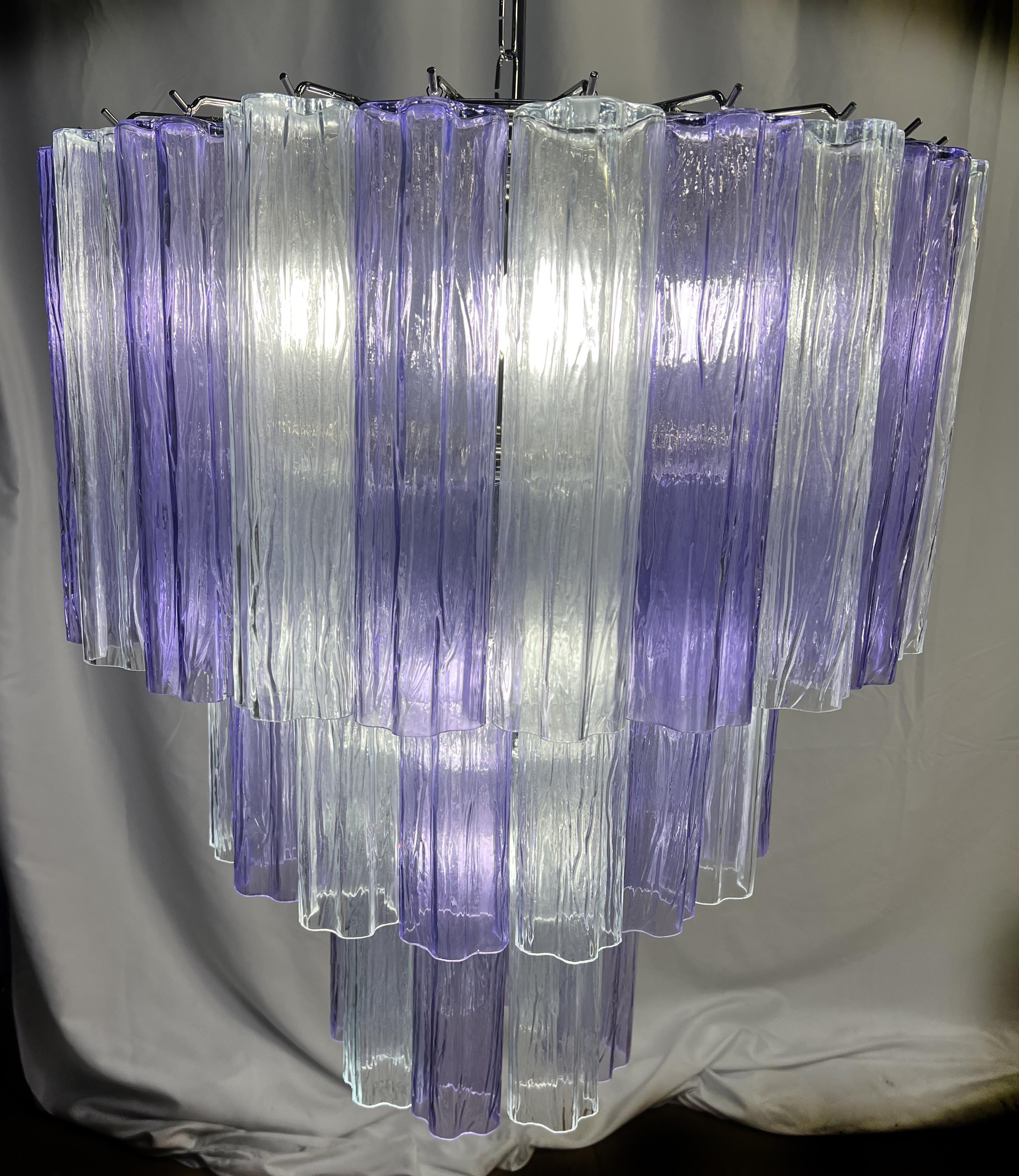 Charming Italian Ametista and Ice Glass Chandelier by Valentina Planta, Murano 14