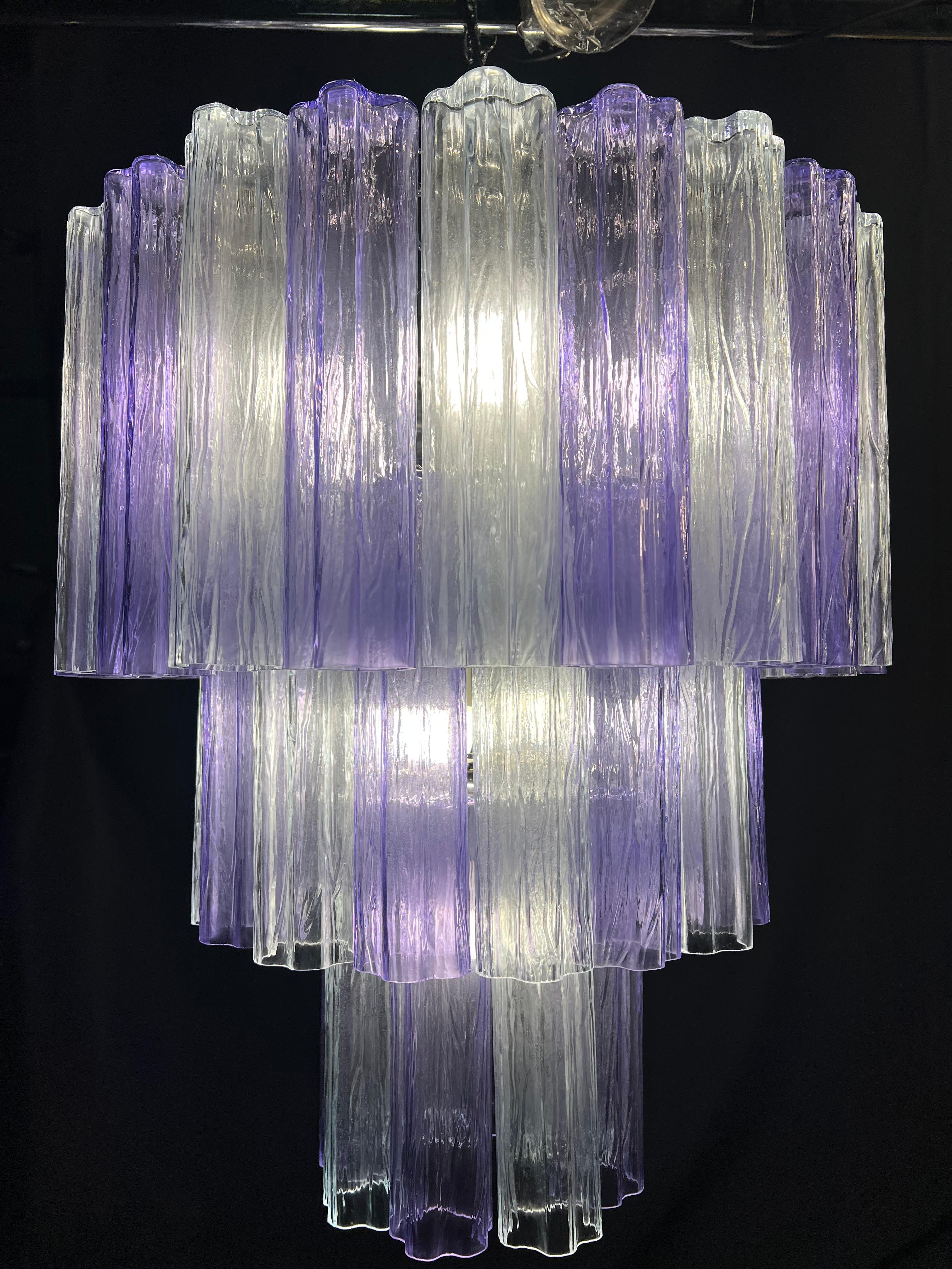 Charming Italian Ametista and Ice Glass Chandelier by Valentina Planta, Murano 1