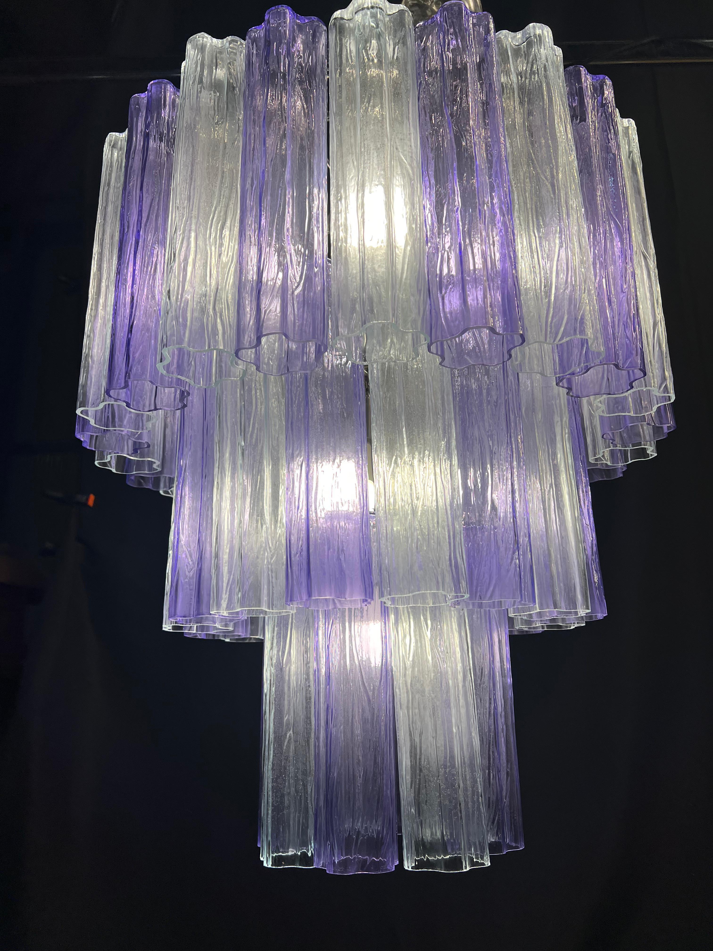 Charming Italian Ametista and Ice Glass Chandelier by Valentina Planta, Murano 3