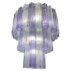 Charming Italian Ametista and Ice Glass Chandelier by Valentina Planta, Murano