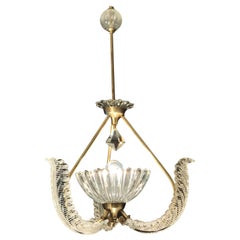 Charmanter italienischer Art-Déco-Murano-Kronleuchter aus Muranoglas von Ercole Barovier, 1940er Jahre